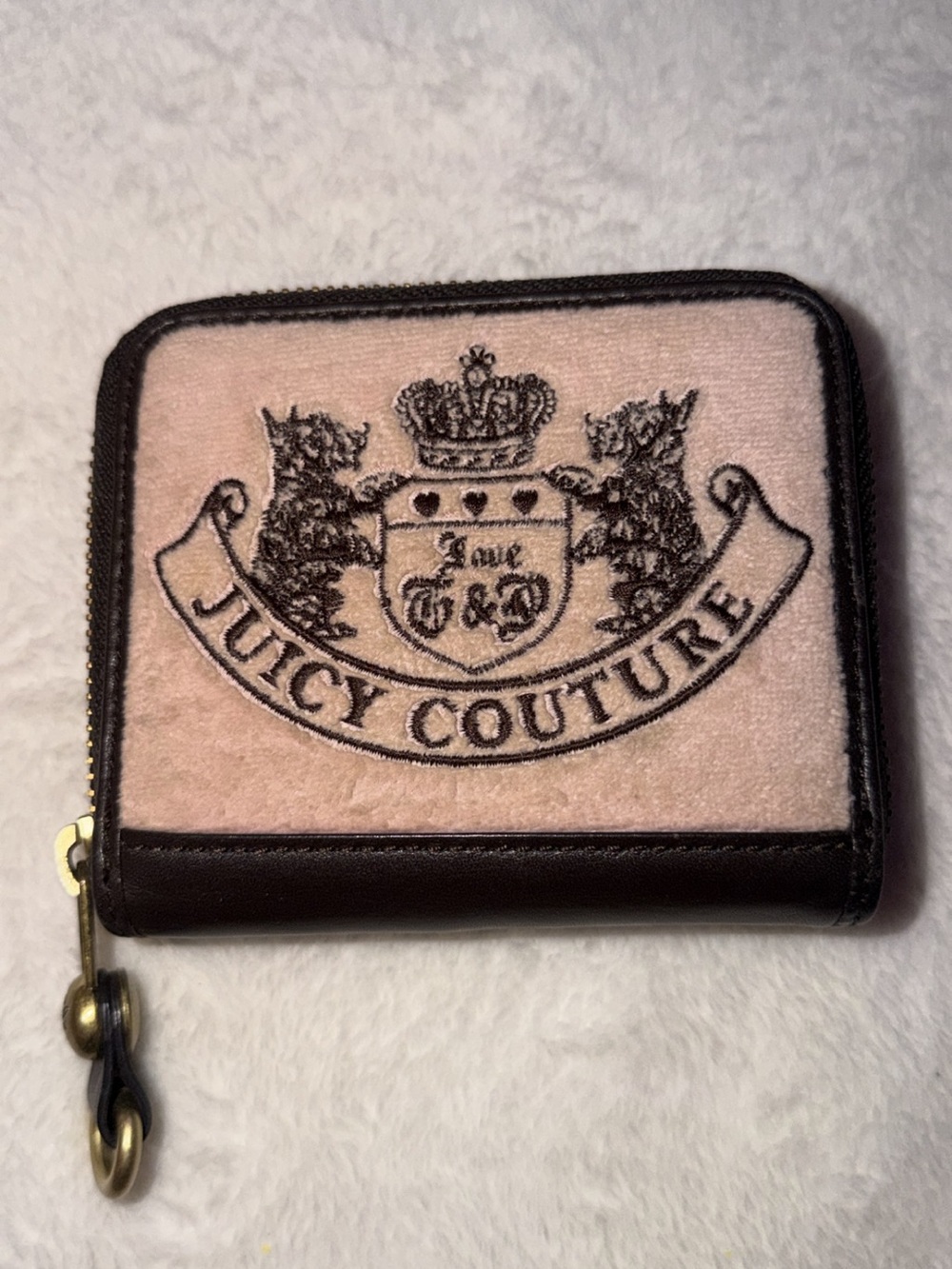 Vintage Juicy Couture Pink Velvet Zip-Around Wallet